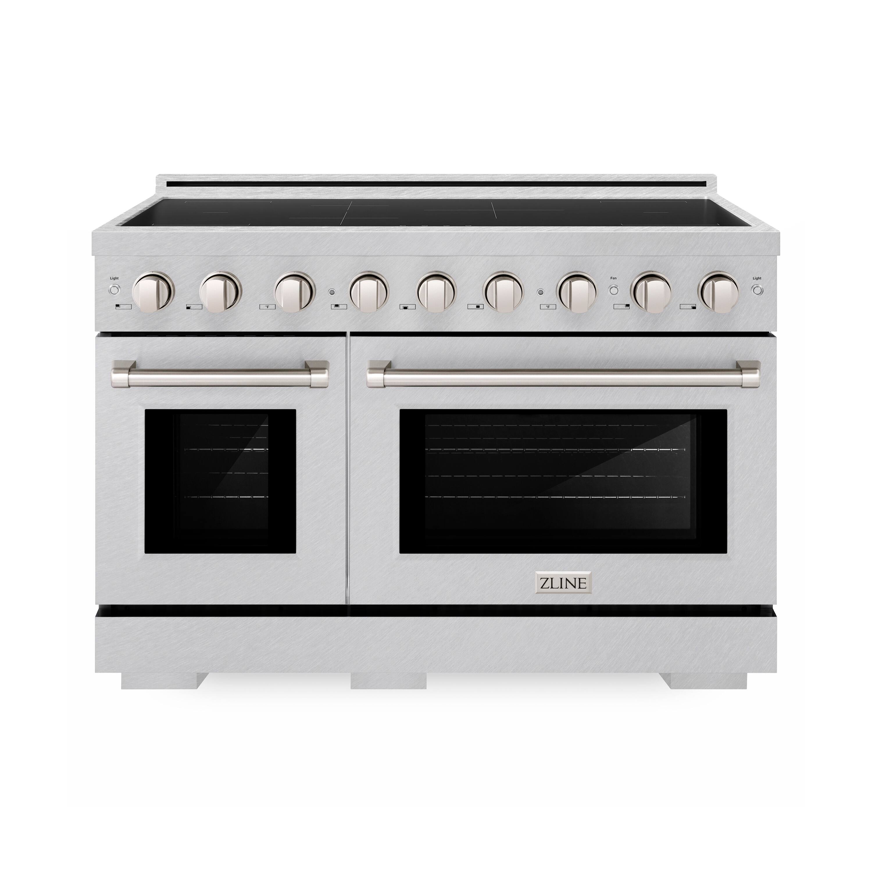 Front. ZLINE - 48 in. 6.7 cu. ft. Paramount Freestanding Induction Range with 7 Element Cooktop & Dual Ovens in Satin Stainless Steel - DuraSnow Stainless Steel.