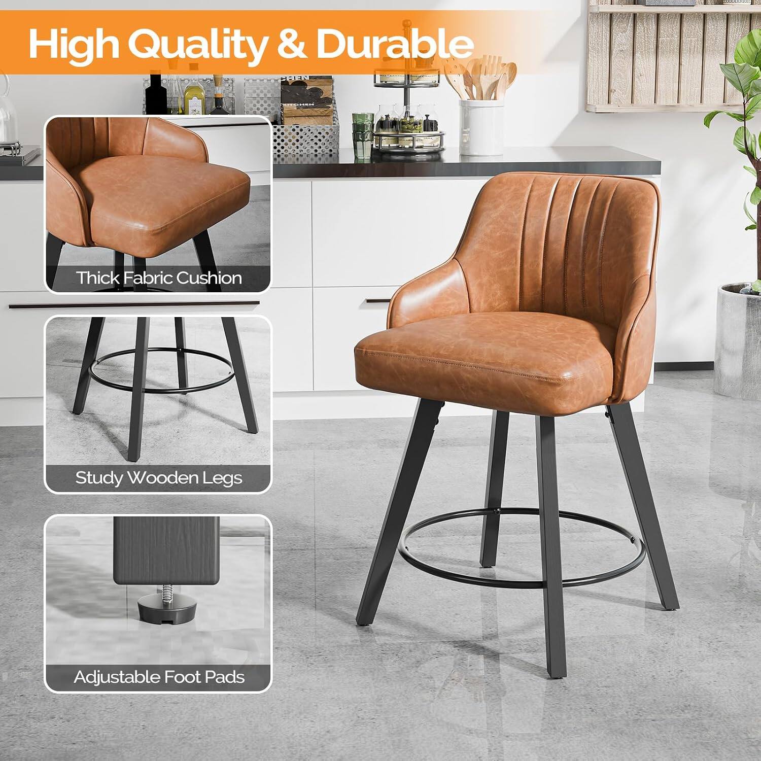 High Quality & Durable  
Thick Fabric Cushion  
Study Wooden Legs  
Adjustable Foot Pads