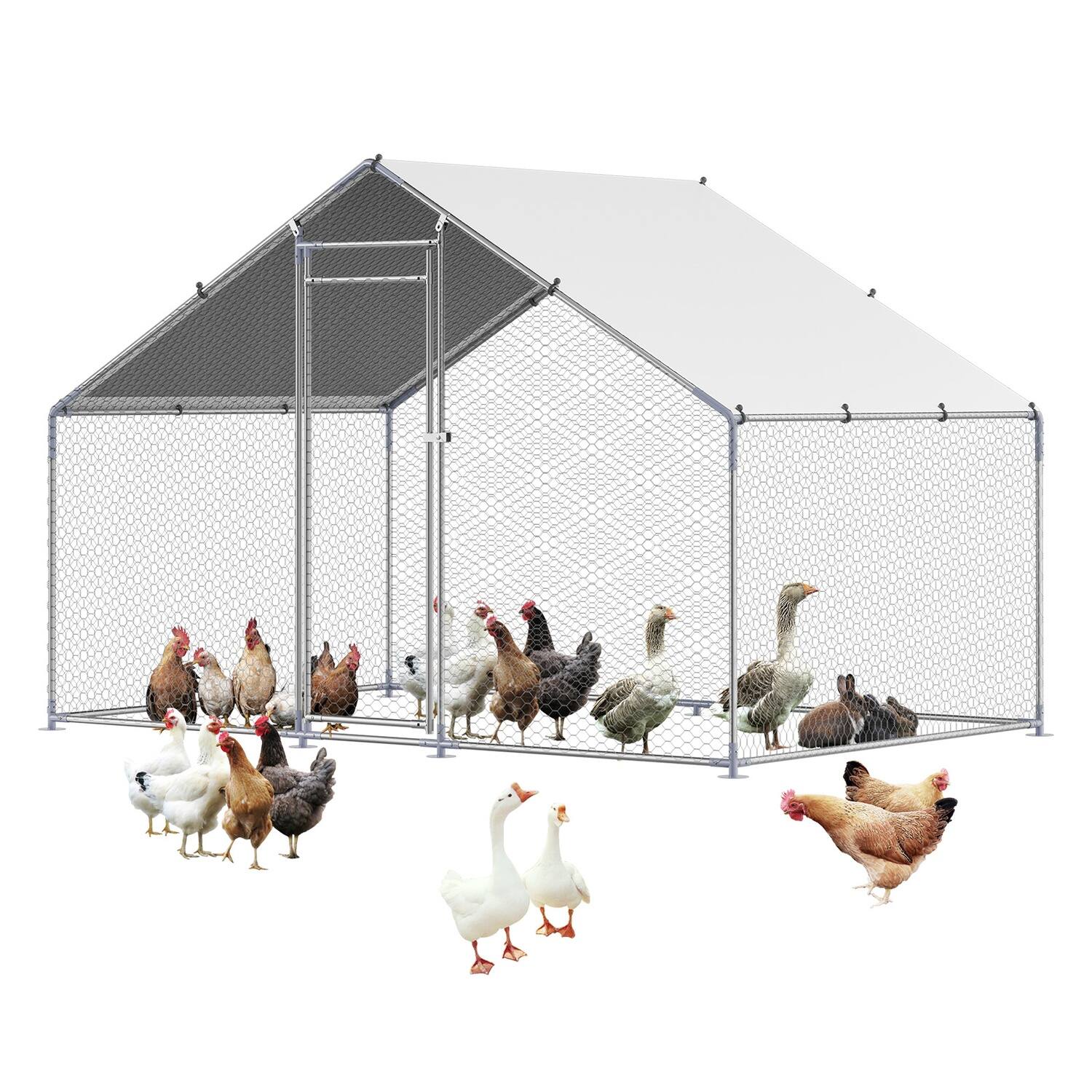 Front. Boyel Living - Metal Chicken Coop 9 Ft Large Walk In Poultry Hen House.