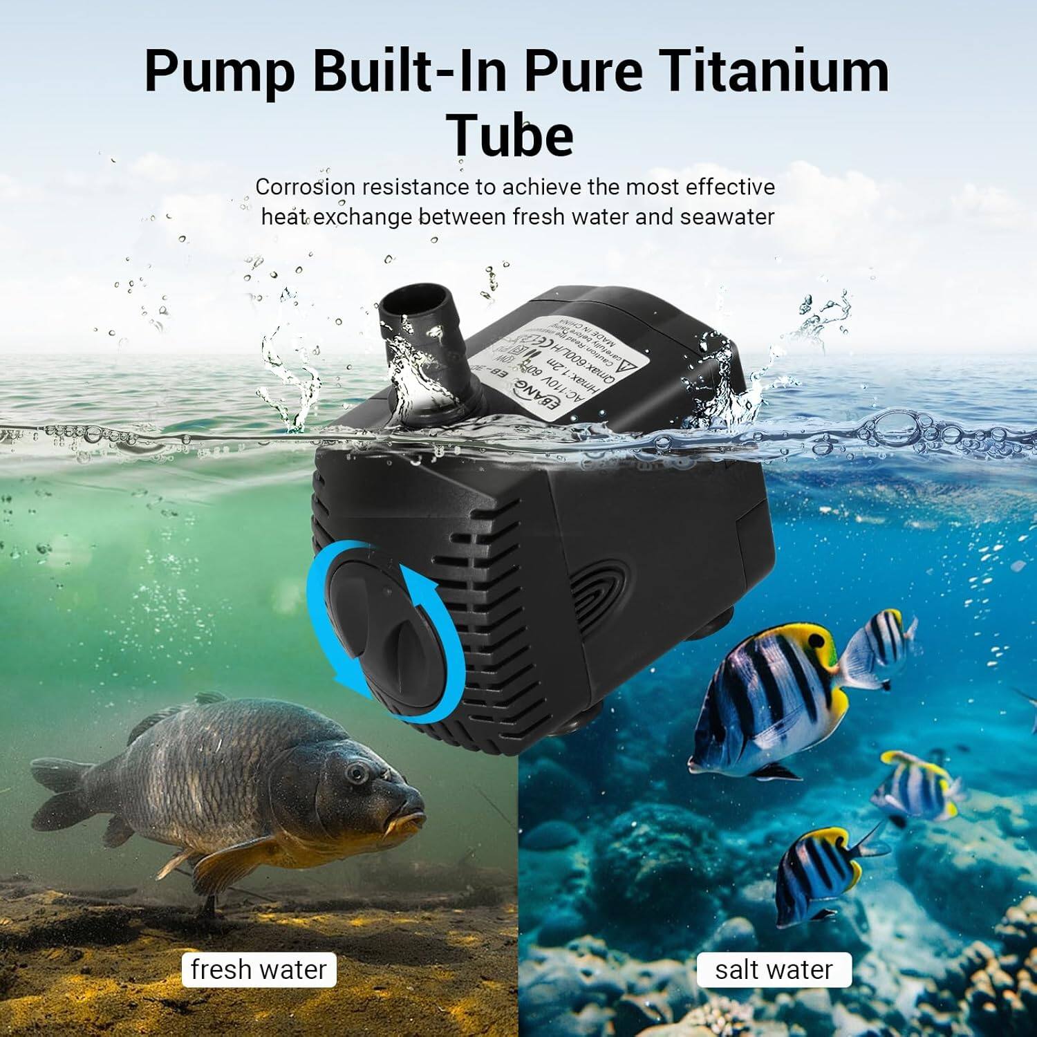 Pump Built-In Pure Titanium Tube

Corrosion resistance to achieve the most effective heat exchange between fresh water and seawater

fresh water

salt water