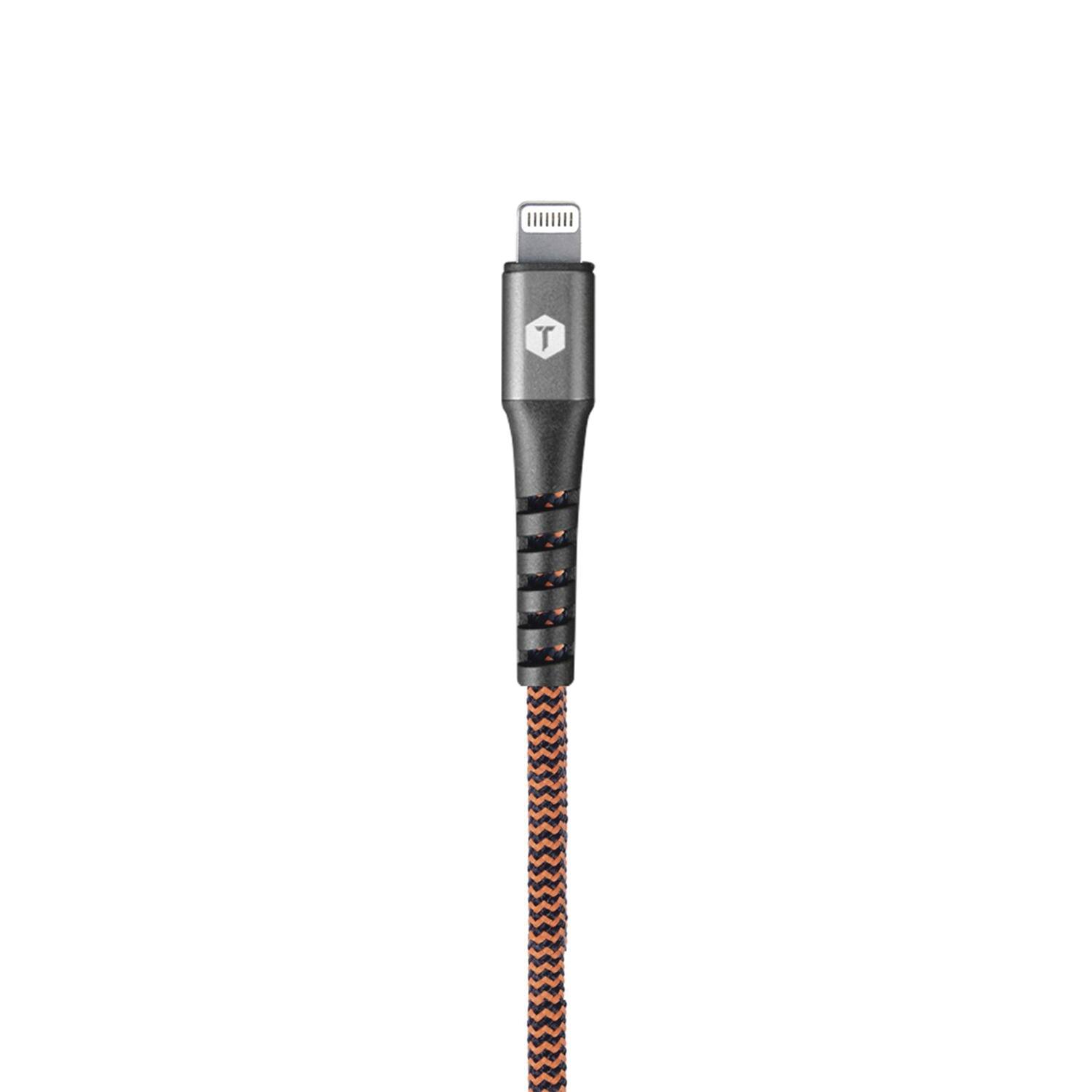 Angle. ToughTested - Toughtested Tt-fc6-ip2 Charge And Sync Braided Usb Type-a To Lightning Cable, 6 Ft. - black.