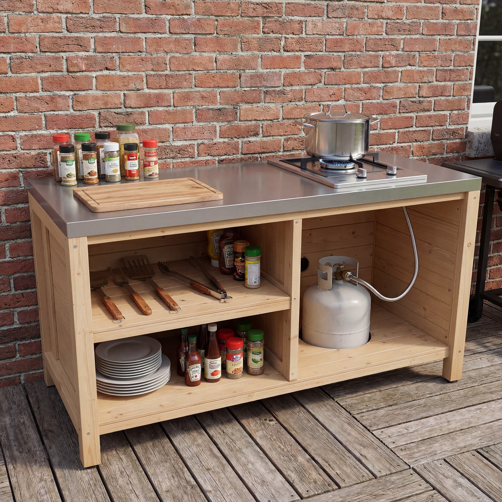 Famapy Modular Solid Cedar Outdoor Kitchen Cabinets All Weather