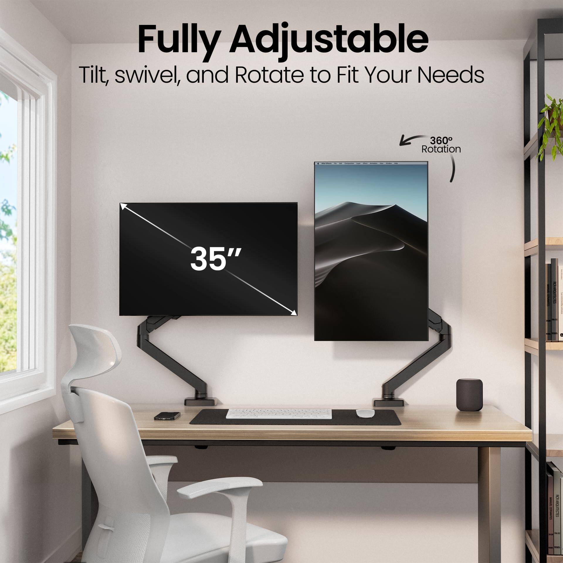 Fully Adjustable  
Tilt, swivel, and Rotate to Fit Your Needs  
360° Rotation  
35"