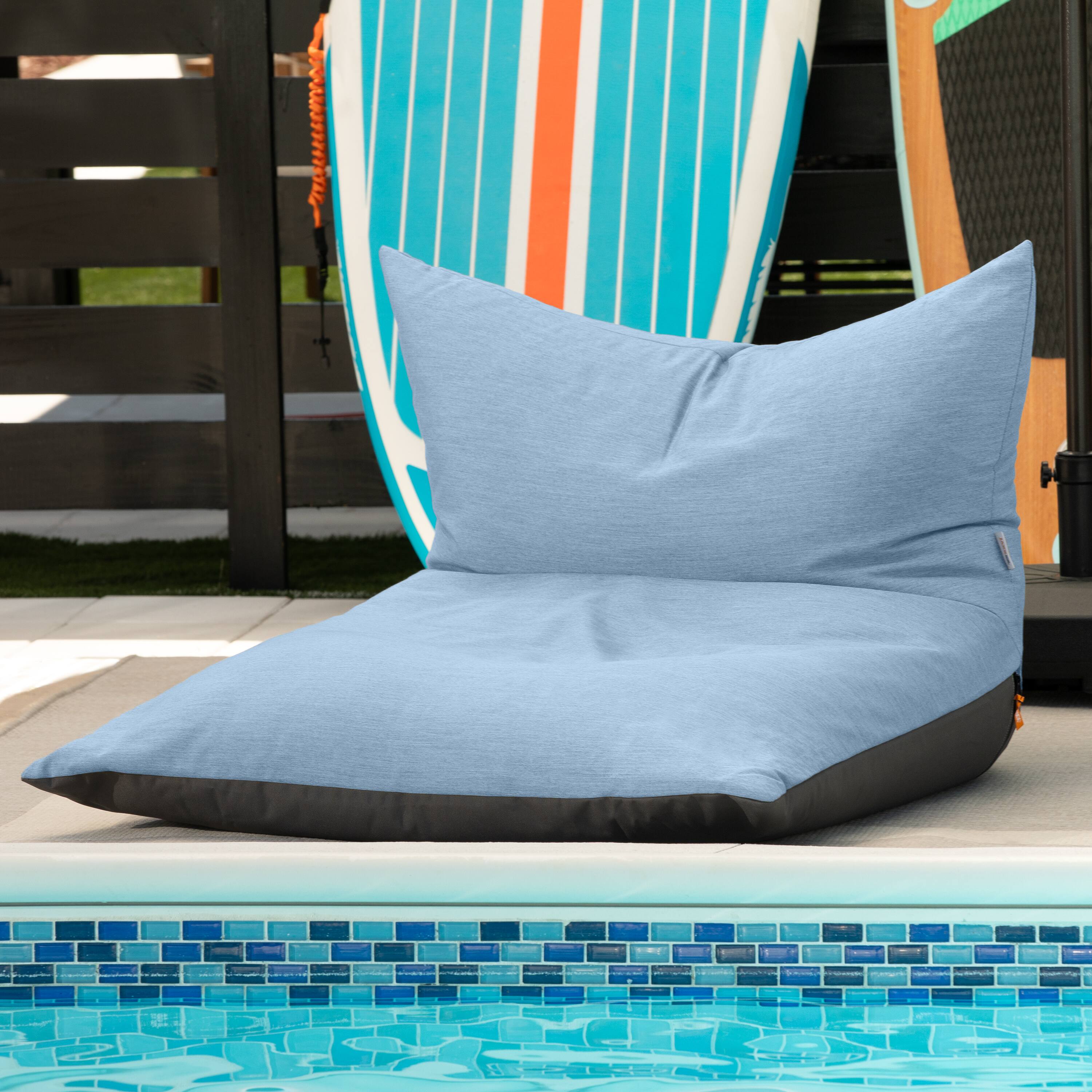 Alt View 1. Jaxx - Jaxx Finster Outdoor Bean Bag Lounge Chair - Sunbrella Ocean - Sunbrella Ocean.