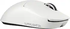 Front. Logitech - PRO X SUPERLIGHT 2c LIGHTSPEED Lightweight Compact Wireless Optical HERO 2 Sensor 44 000 DPI Gaming Mouse for PC - White.