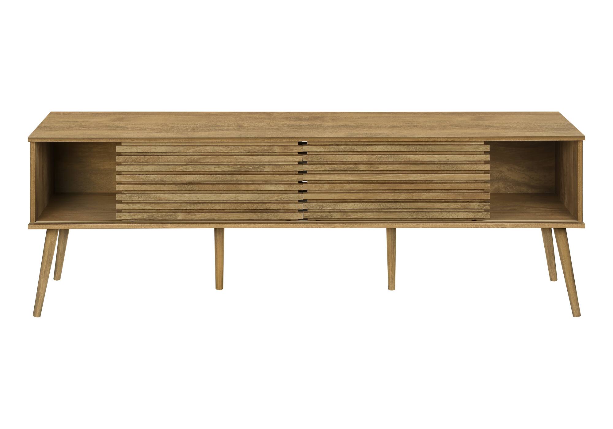 Alt View 5. Spaco - Spaco Modern TV Stand up for 65" TVs, 71” Wide Media Console, Laminate Storage Cabinet, Sliding Doors for Living Room - Walnut.