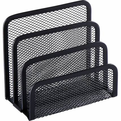 Front. Lorell - Lorell Mesh Vertical Desktop File Sorter 4 Divider 5.63" x 5.25" x 3.13" Black Steel - Black.