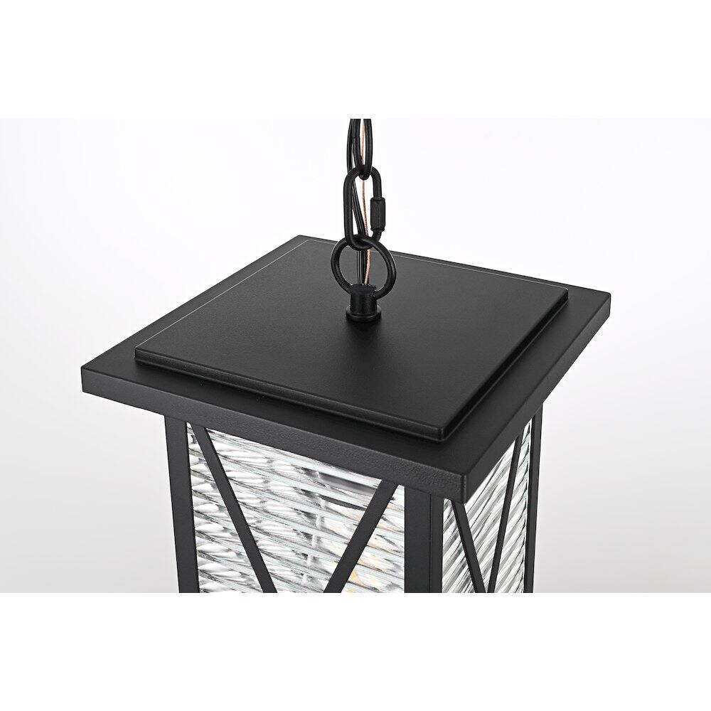 Alt View 4. Elegant Lighting - Jada 14 inch Outdoor Pendant in Black - Black And Clear.