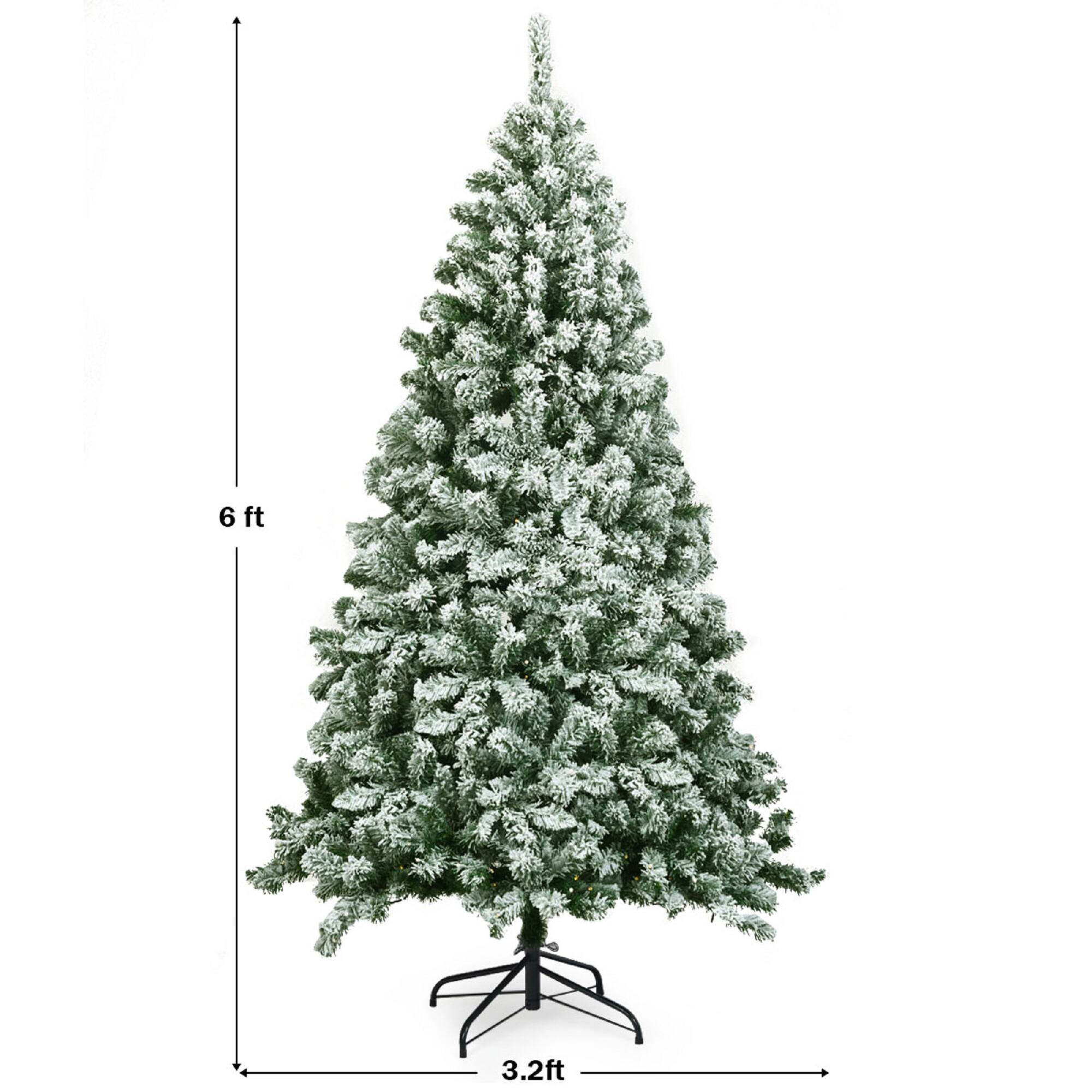 Alt View 13. Costway - 6FT Snow Flocked Artificial Christmas Tree Hinged w/928 Tips and Foldable Base - Green/White.