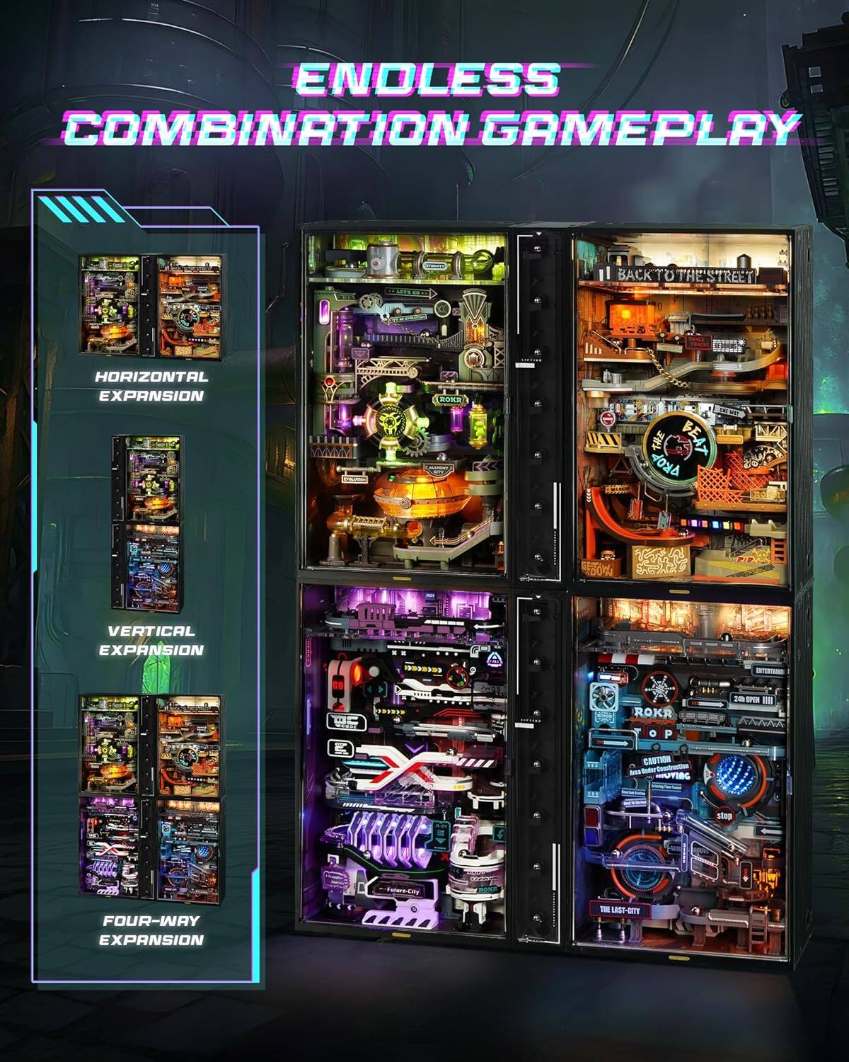ENDLESS COMBINATION GAMEPLAY

- HORIZONTAL EXPANSION
- VERTICAL EXPANSION
- FOUR-WAY EXPANSION

BACK TO THE STREET

ROKR

THE LAST-CITY