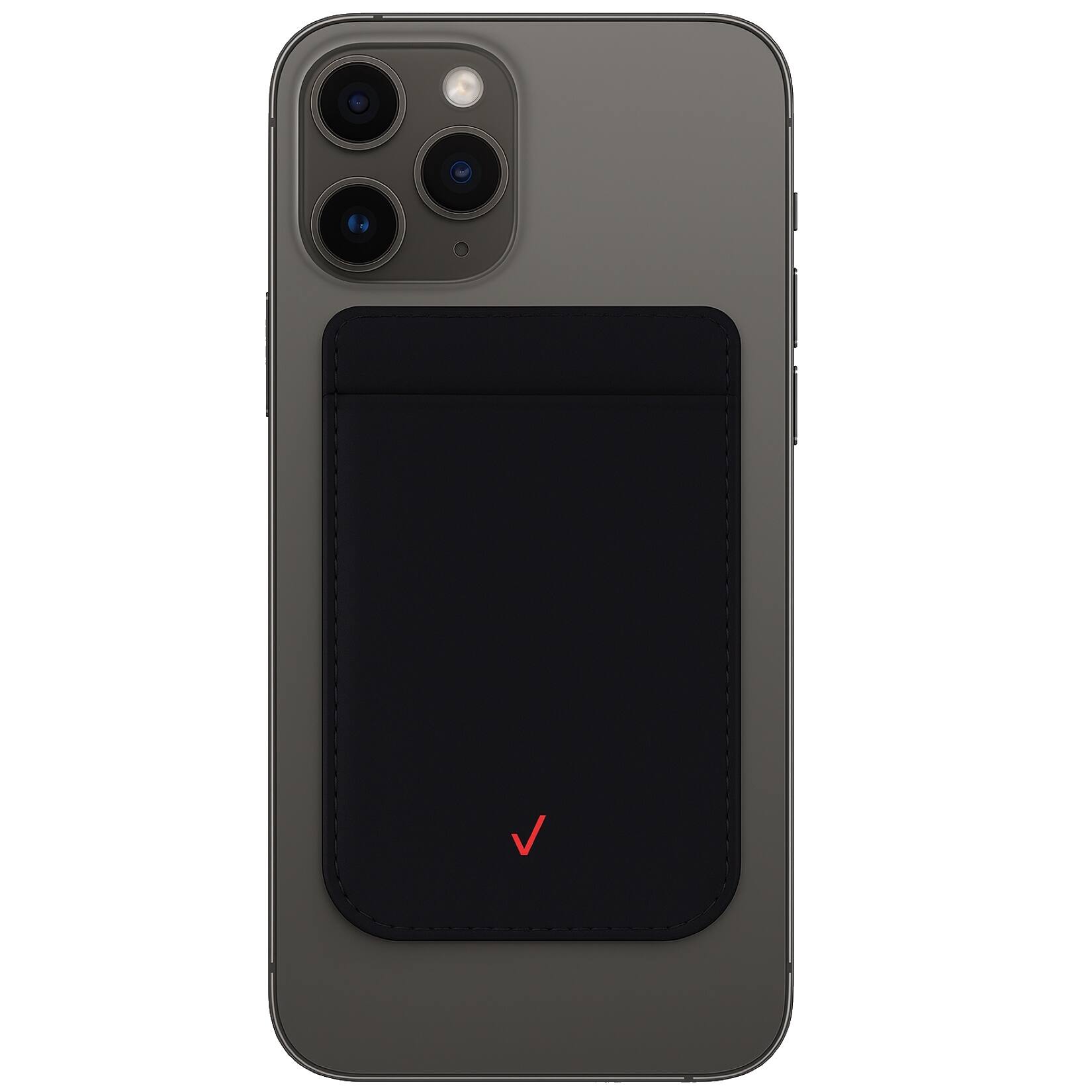 Alt View 1. Verizon - Palm Smartphone Wallet for Credit Cards, Cash, ID, & Driver License, Stretchy Nylon, Strong Adhesive - Black - Black.