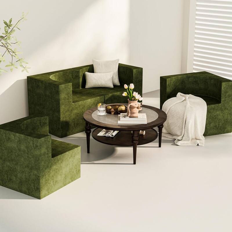 Alt View 4. wowmax - 56" Compact Loveseat for Small Spaces, Viral Soft Fabric Sofa for Apartment, Office & Modern Living Room - Green.