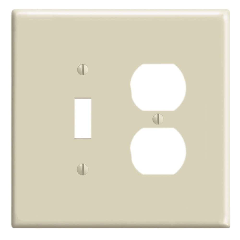 Leviton - 2 gang Thermoset Plastic Duplex/Toggle Wall Plate 1 pk - Ivory