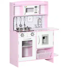 Qaba - Pretend Play Kitchen Toy Set for Kids with Realistic Design, Stove Lights, Storage, Water Dispenser, for 3-6 Years Old