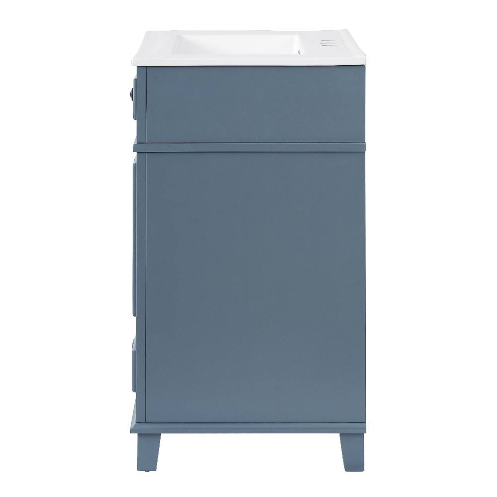 Alt View 9. Loheer - Loheer 24 inch Bathroom Vanity with Sink, Blue Solid Wood Frame Freestanding Cabinet - Blue.