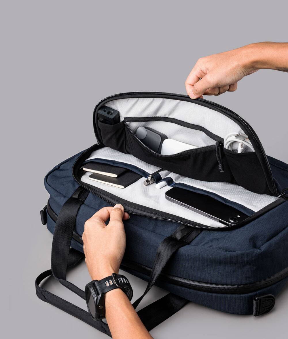 Alt View 4. ALPAKA - Bravo Brief 16 Inch Laptop Briefcase,Messenger Bag for Men and Women, Business Shoulder Bag for Work Travel - Moonlight Blue Axoflux 400D Ripstop Nylon.