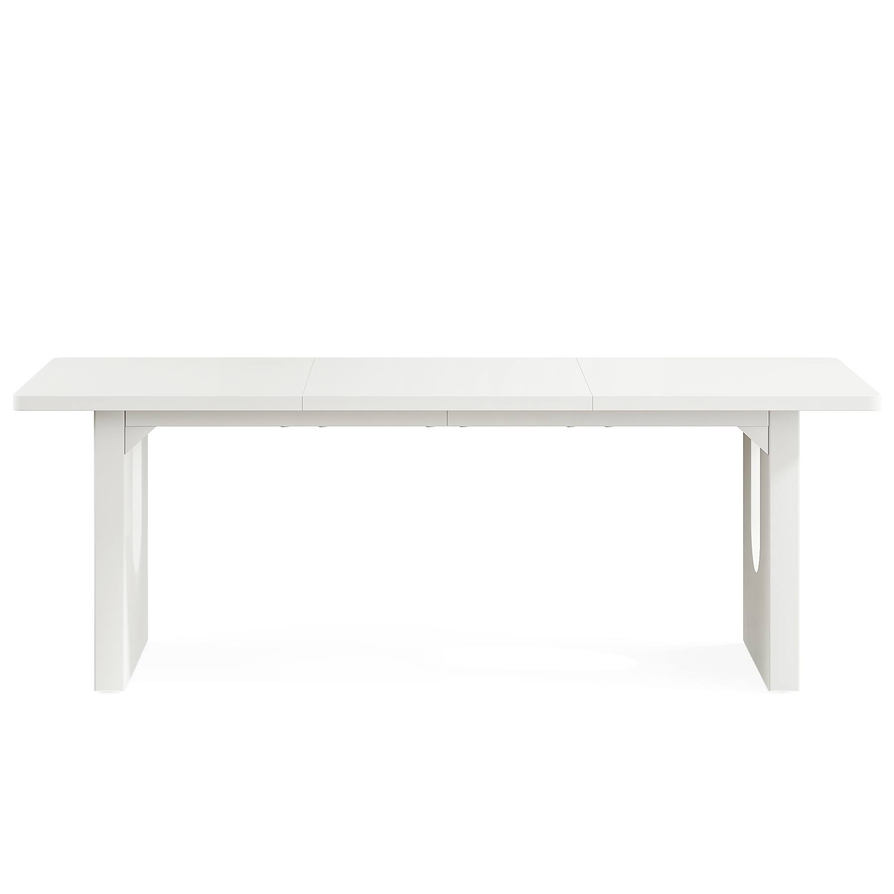Back. APRILSOUL - Modern 71in Rectangular Table for 6-8 People Large White Kitchen Table with Wooden Pedestal Base for Room or Office - White.