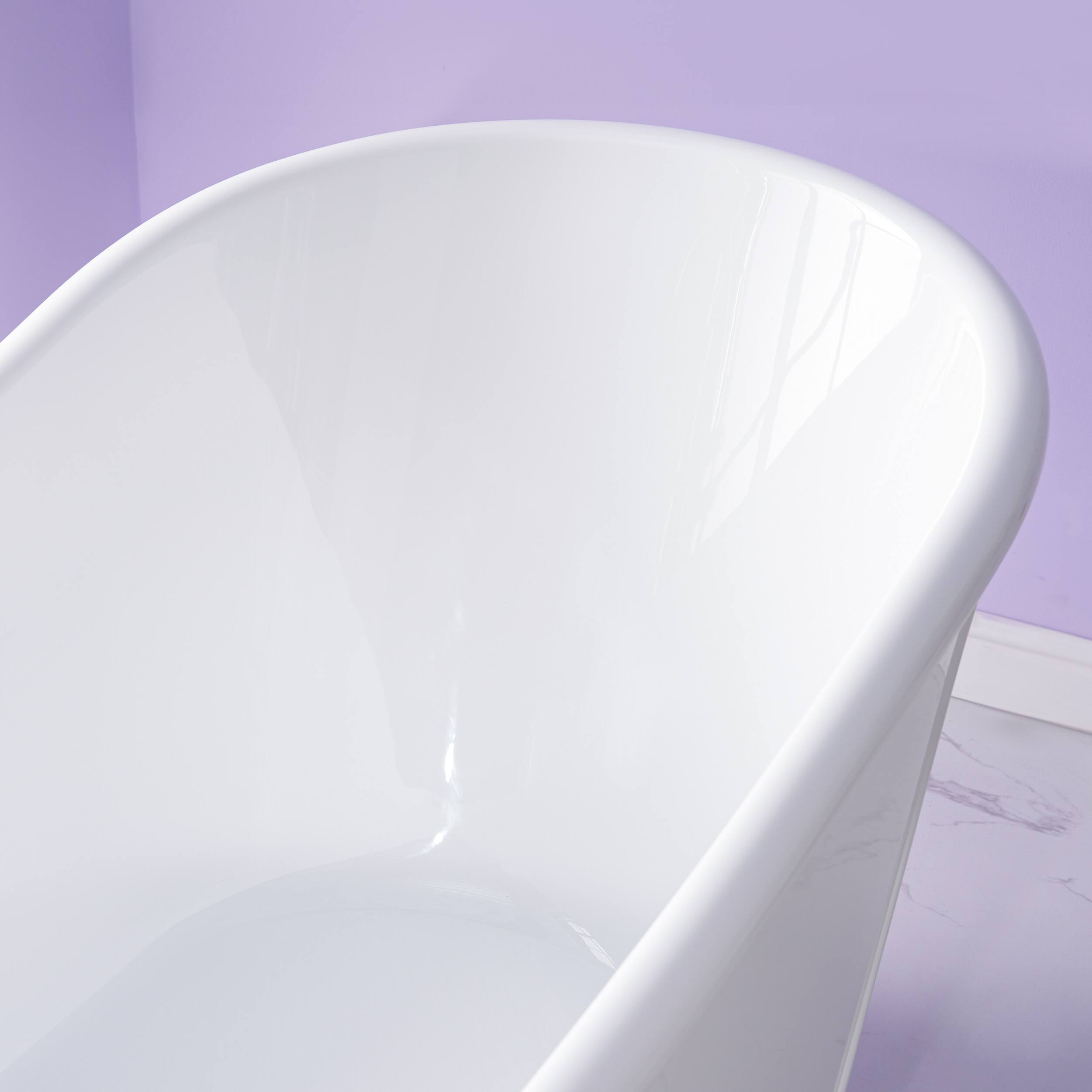Alt View 7. WELLFOR - Luxor 66 in. x 30 in. Acrylic Oval Freestanding Soaking Bathtub with Drain and Overflow - White.