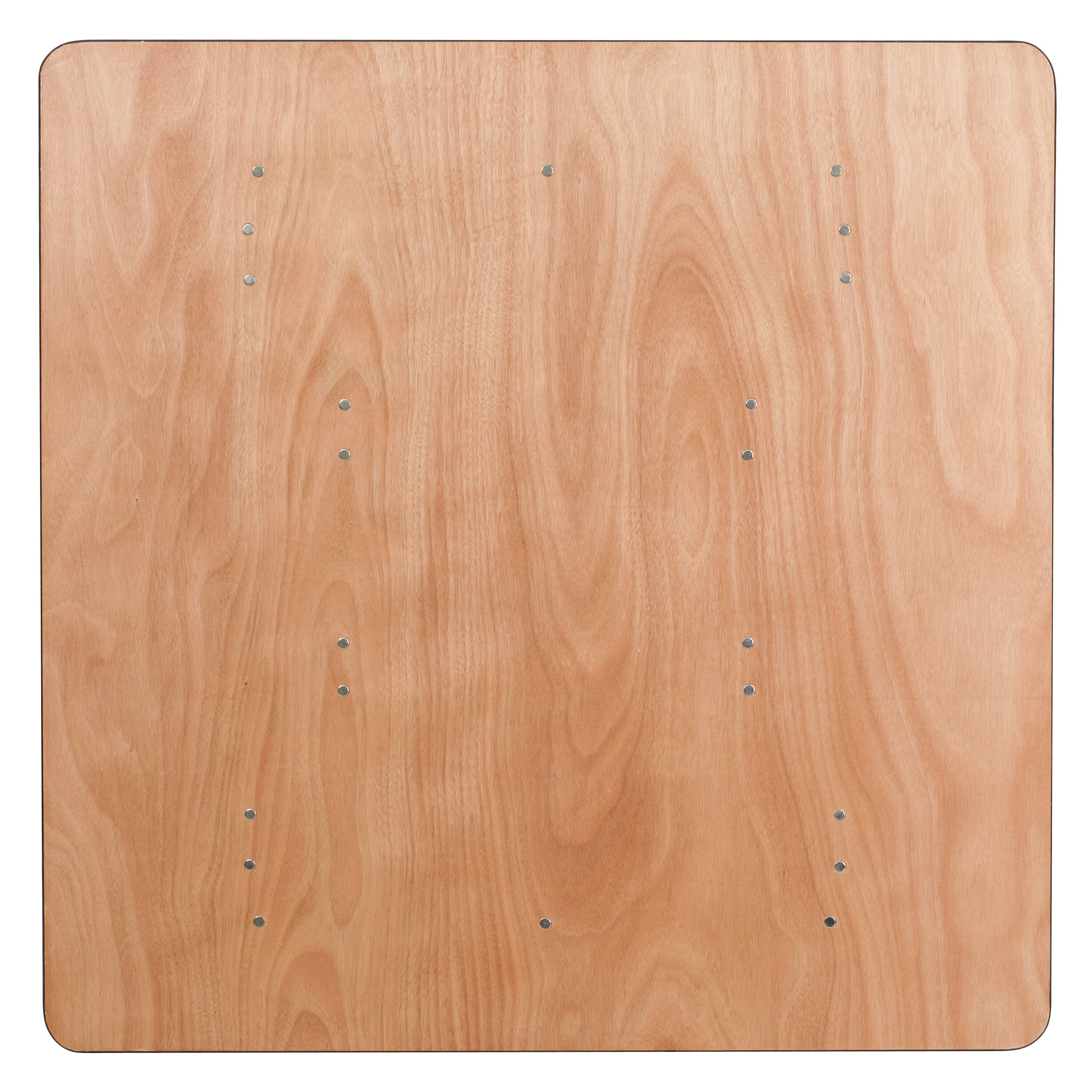 Alt View 5. Emma + Oliver - 4-Foot Square Wood Folding Banquet Table - Natural.