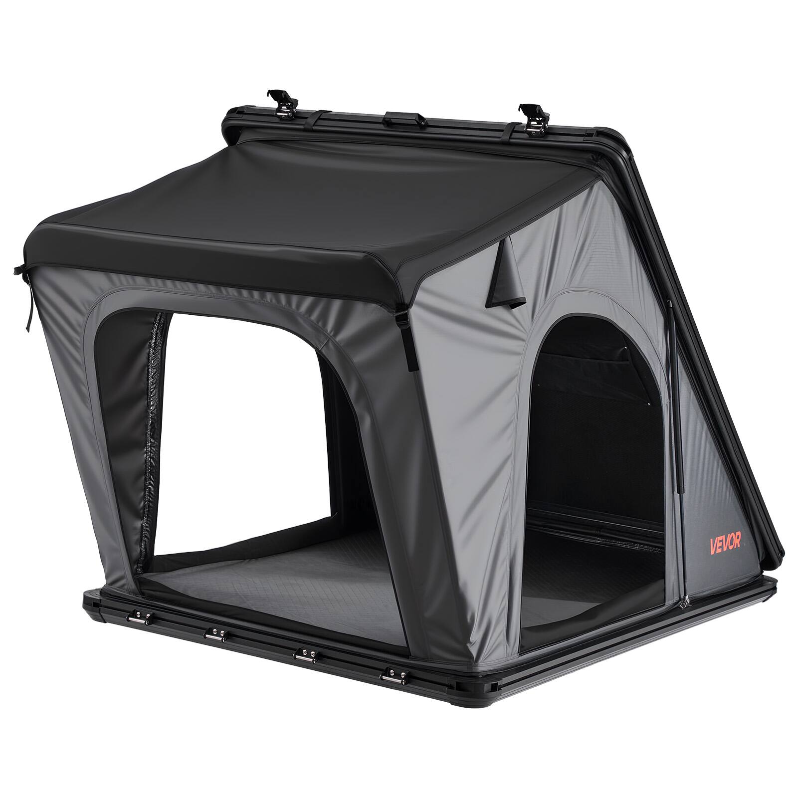 Alt View 5. VEVOR - Rooftop Tent Hard Shell, 2-3 Person Aluminum Roof Top Tent Hardshell with Tri-Color LED Light, Thick Mattress & Window - Black.
