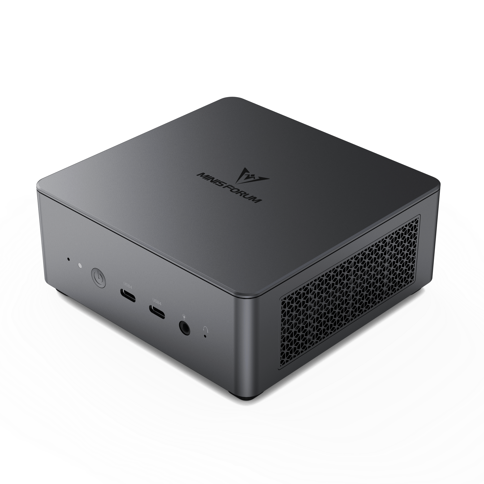 Back. Minisforum - UM790 Pro Mini PC, Barebone, AMD Ryzen 9 7940HS, AMD Radeon 780M, Dual USB4, Dual HDMI, Wi-Fi 6E - Black.