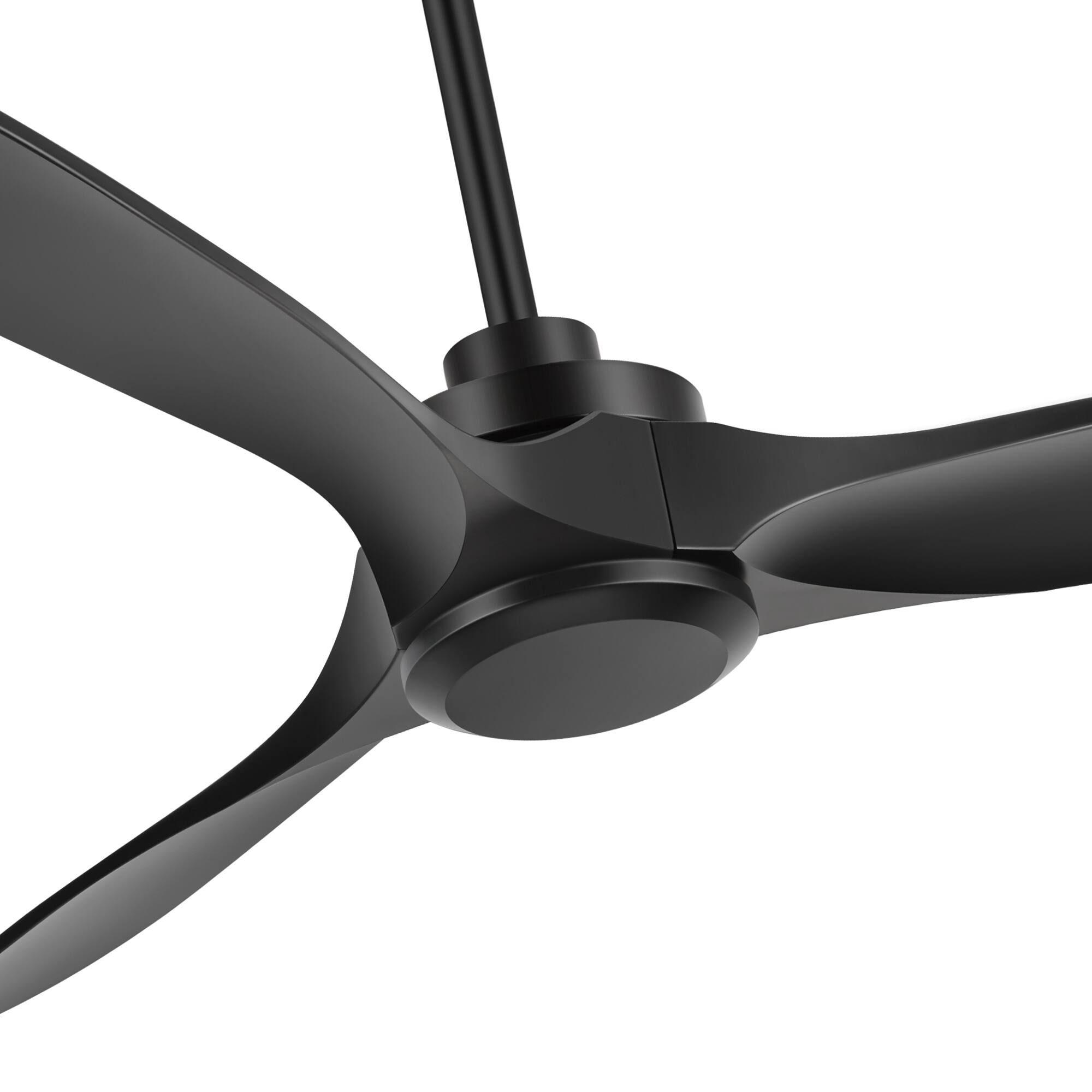 Alt View 7. Breezary - 60-Inch Indoor Ceiling Fan with 3 ABS Blades, DC Motor, 6-Speed Remote Control with Timer, 6"&12" Downrods, Led/No Light - Matte Black (Without Light).