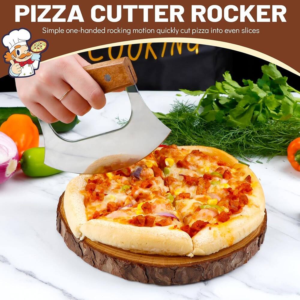 PIZZA CUTTER ROCKER  
Simple one-handed rocking motion quickly cut pizza into even slices