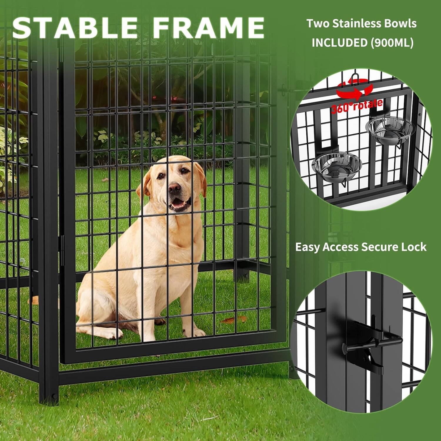 STABLE FRAMETwo Stainless Bowls INCLUDED (900ML)360° RotateEasy Access ...
