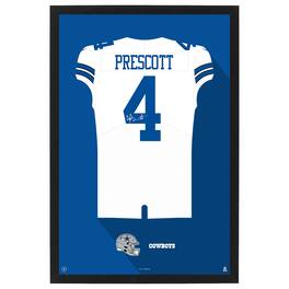 Sporticulture - Dak Prescott Dallas Cowboys Away Jersey Framed Art Print - White