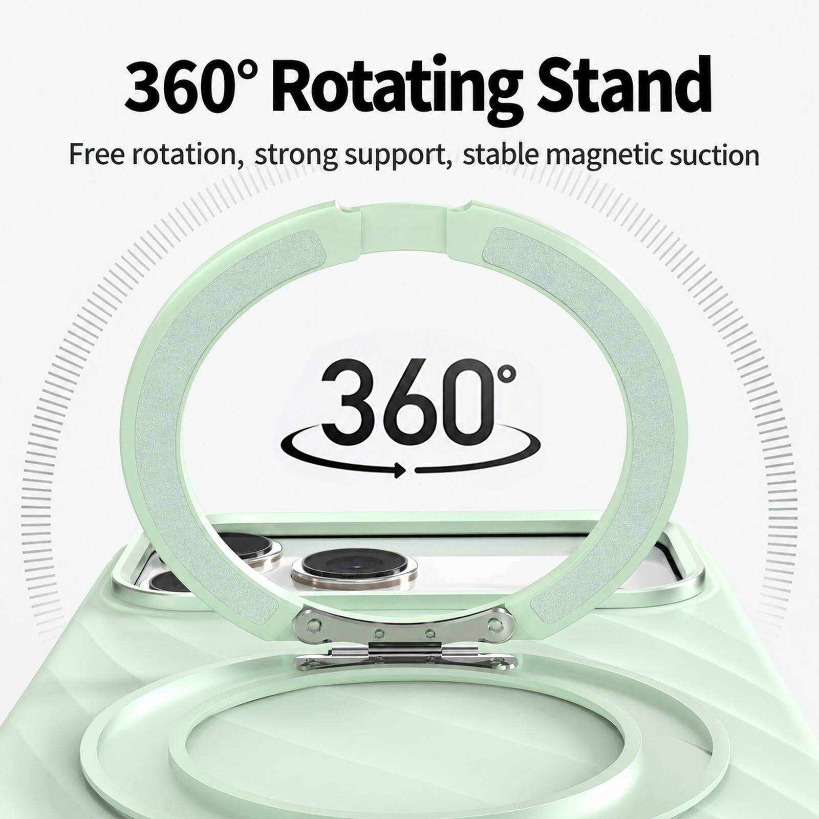 360° Rotating Stand  
Free rotation, strong support, stable magnetic suction