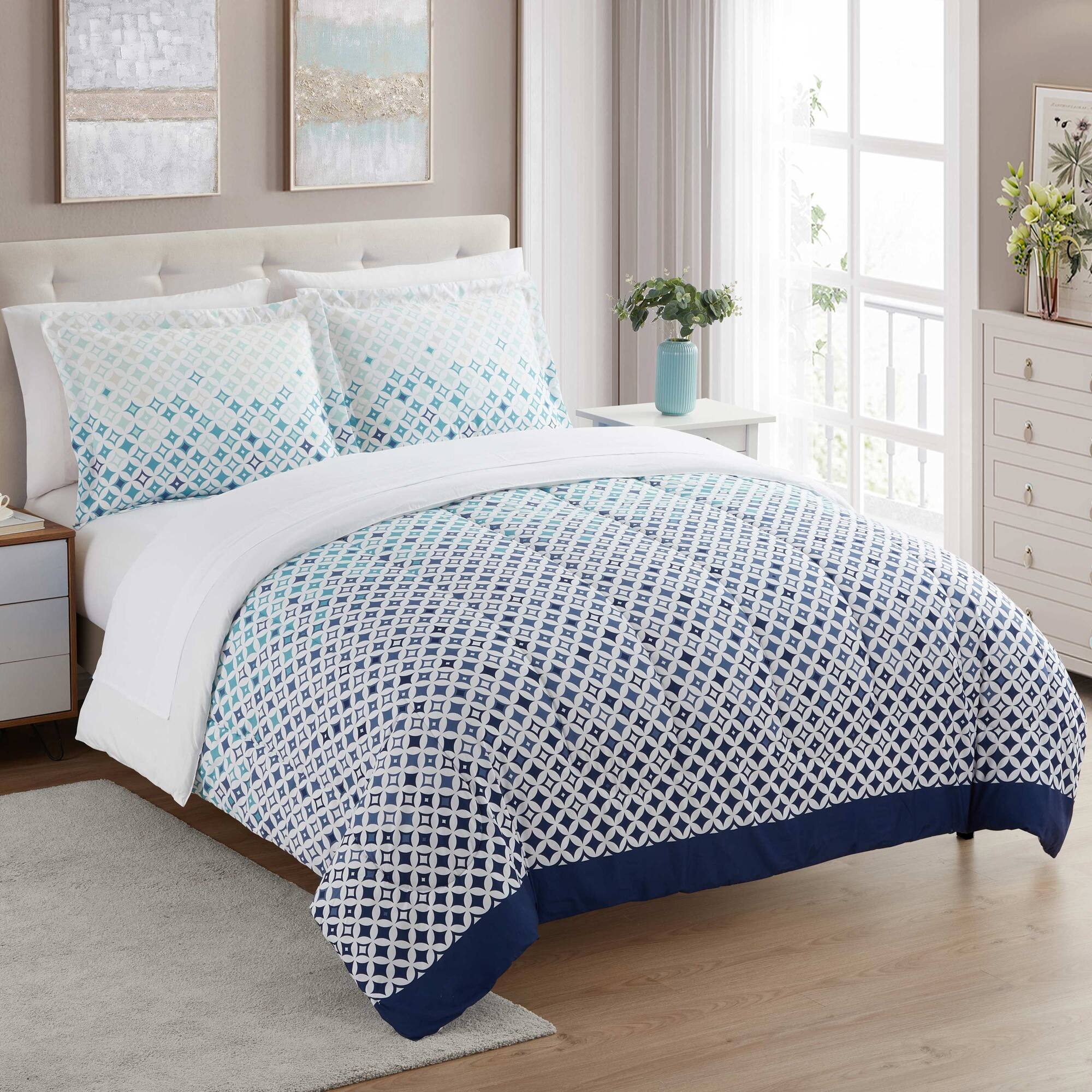 Sweet Home Collection - 7 Piece Genova Bed in a Bag Printed Comforter & Sheet Set - Queen - Multicolored