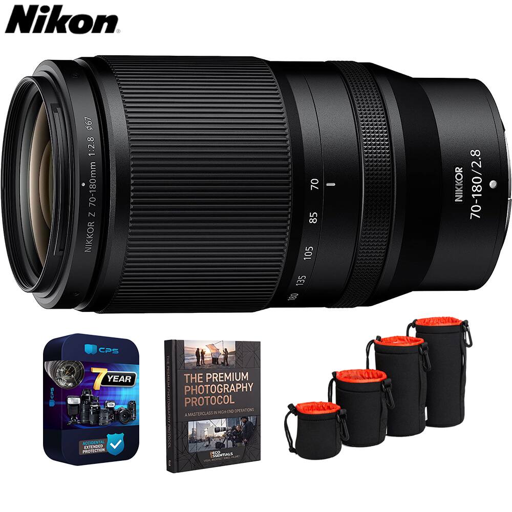 Nikon  
67 1:2.8 N 70-180mm NIKKOR  
70 85 105 135 180  
-  
NIKKOR  
2.8 70-180/2.8  
CPS  
CPS 7 YEAR ACCIDENTAL EXTENDED PROTECTION  
THE PREMIUM PHOTOGRAPHY PROTOCOL 14 HIGH-DID OPERATIONS A MASTERCLASS PROTOCOL DECO ISSENTIALS 100% MIGHTEST