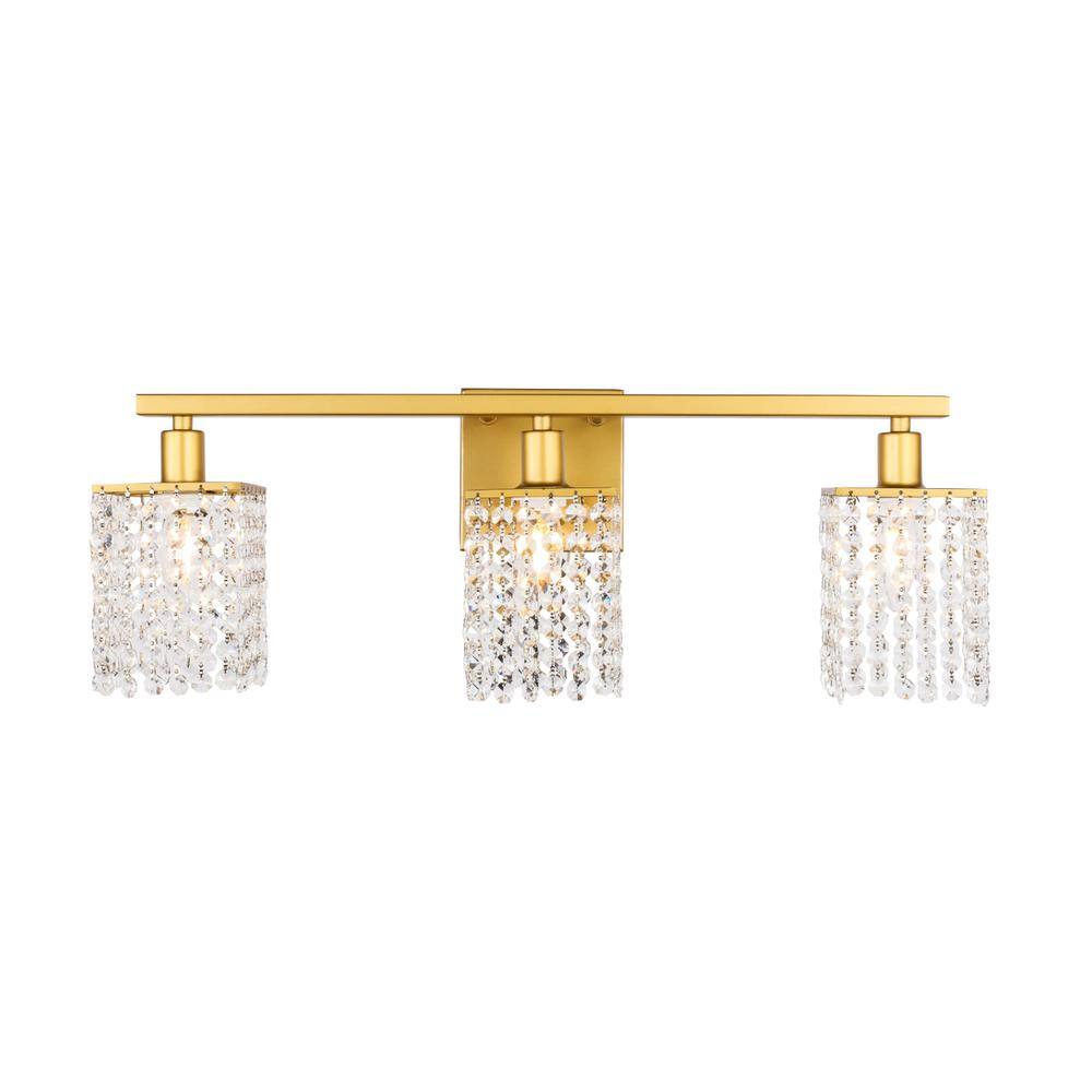 Alt View 8. Living District - Phineas 3 light Brass and Clear Crystals wall sconce - Brass And Clear Crystals.