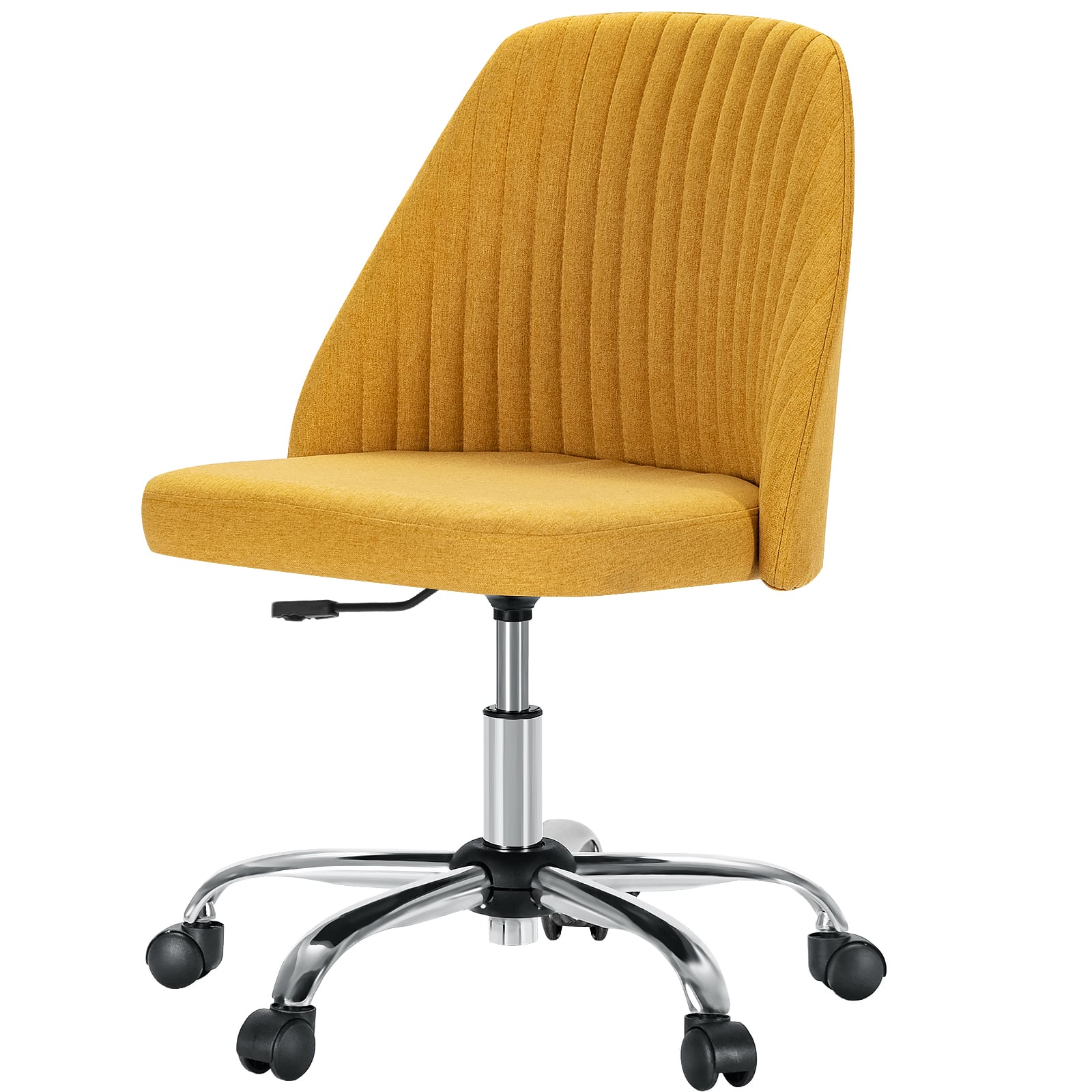 AENKYO - Armless Office Chair Swivel Office Task Chair Vantiy Chair with Wheels - Yellow