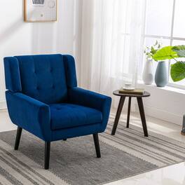 GOODSILO - Luxury Velvet Upholstered Accent Chair with Ergonomic Design for Living Room and Bedroom Comfort - Blue