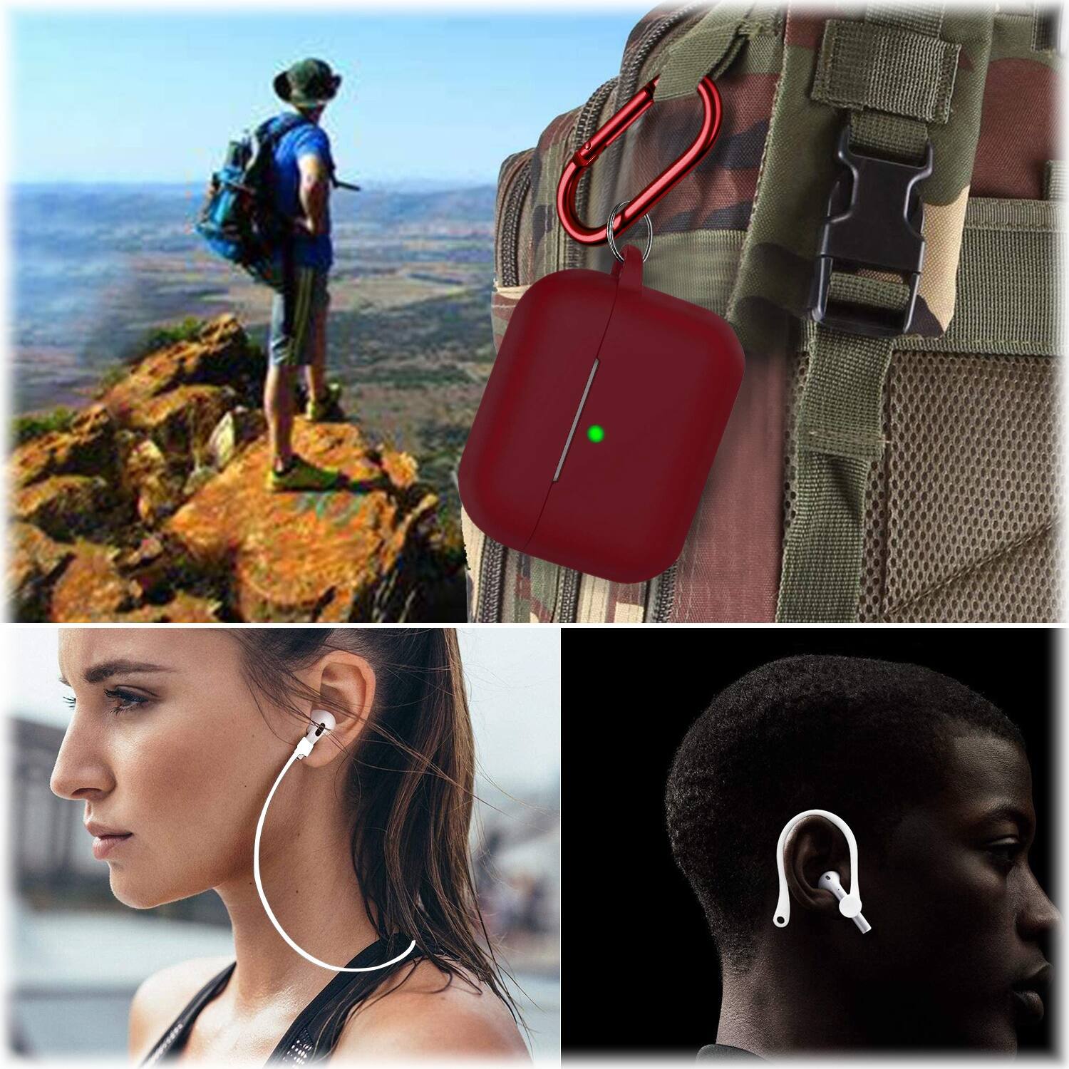 Alt View 15. SaharaCase - Silicone Case for Apple AirPods 3 (3rd Generation 2021) - Burgundy.