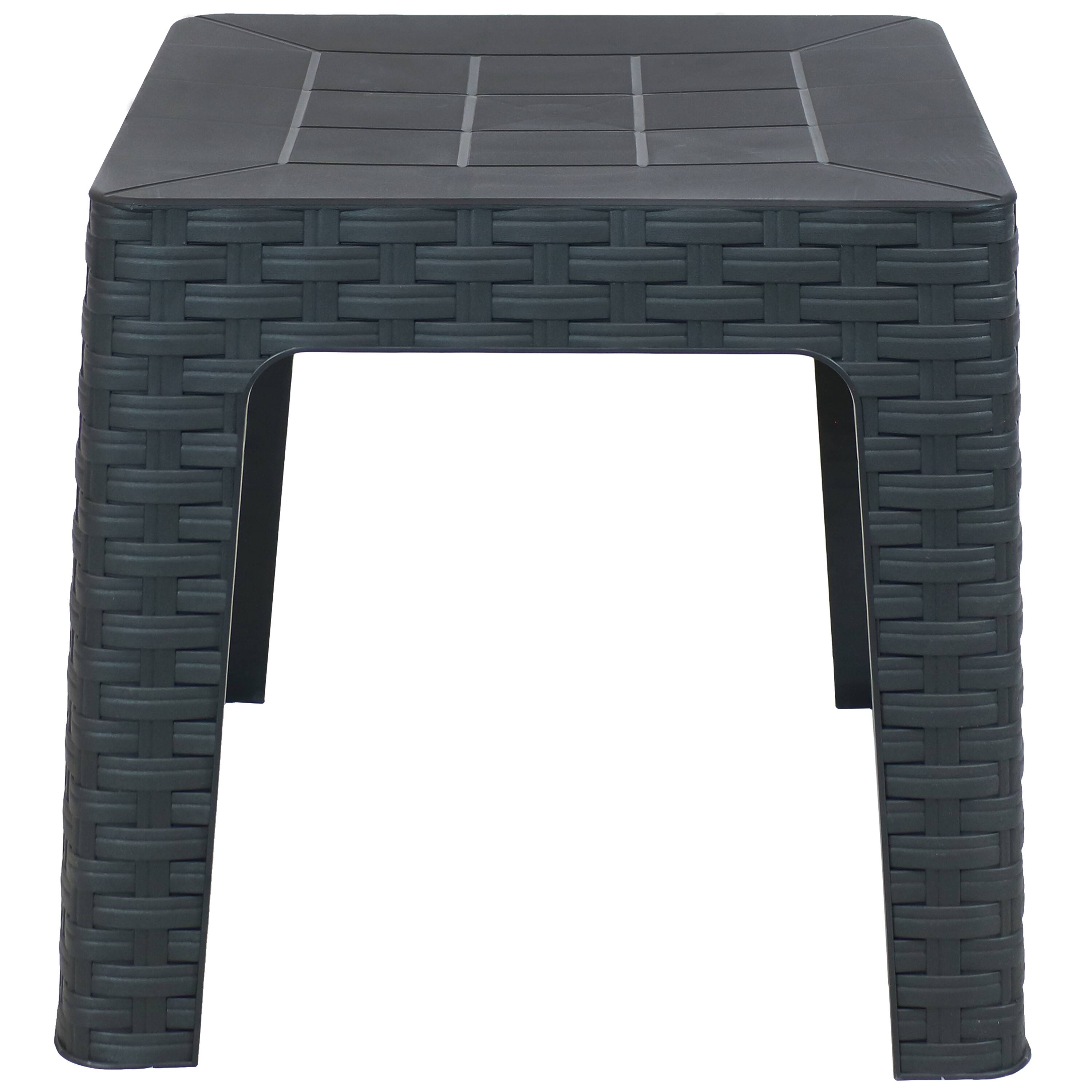 Alt View 9. Sunnydaze - 18.5 in Plastic Square Patio Side Table - Gray.