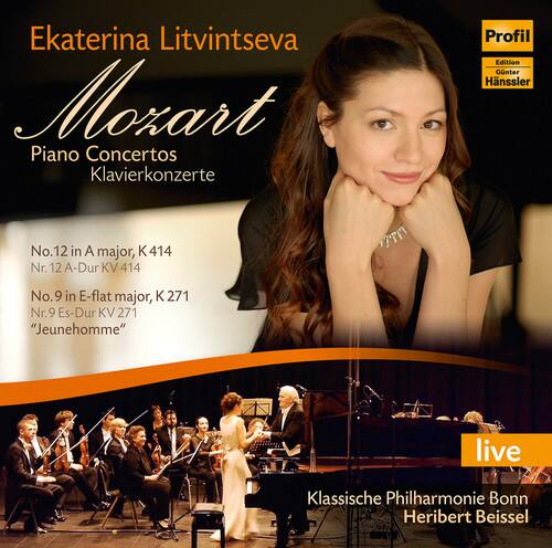 Ekaterina Litvintseva  
Mozart  
Piano Concertos  
Klavierkonzerte  

Profil Edition  
Günter Hänssler  

No. 12 in A major, K 414  
Nr. 12 A-Dur KV 414  

No. 9 in E-flat major, K 271  
Nr. 9 Es-Dur KV 271  
"Jeunehomme"  

live  
Klassische Philharmonie Bonn  
Heribert Beissel