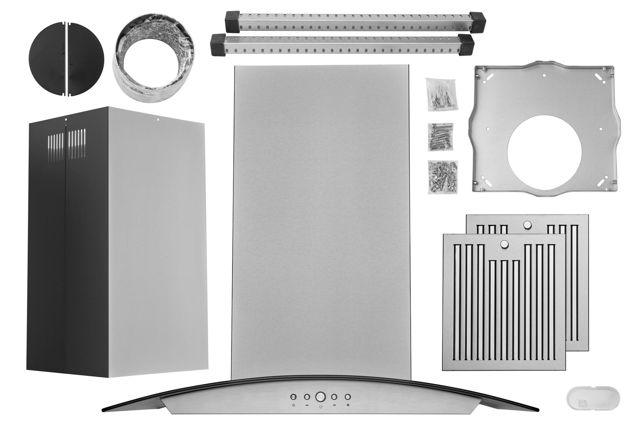 Alt View 7. Hauslane - Hauslane IS-200 36-in Convertible Stainless Steel Island Range Hood - Silver.