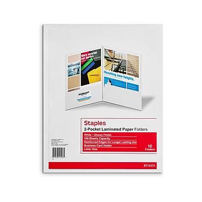 Staples - Glossy 2-Pocket Paper Folder, 10/Pack (ST13375-CC) - White price history on PriceWatchPro