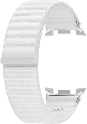 Front. Samsung - Fabric Band for Galaxy Watch8 and Galaxy Watch8 Classic M/L - White.