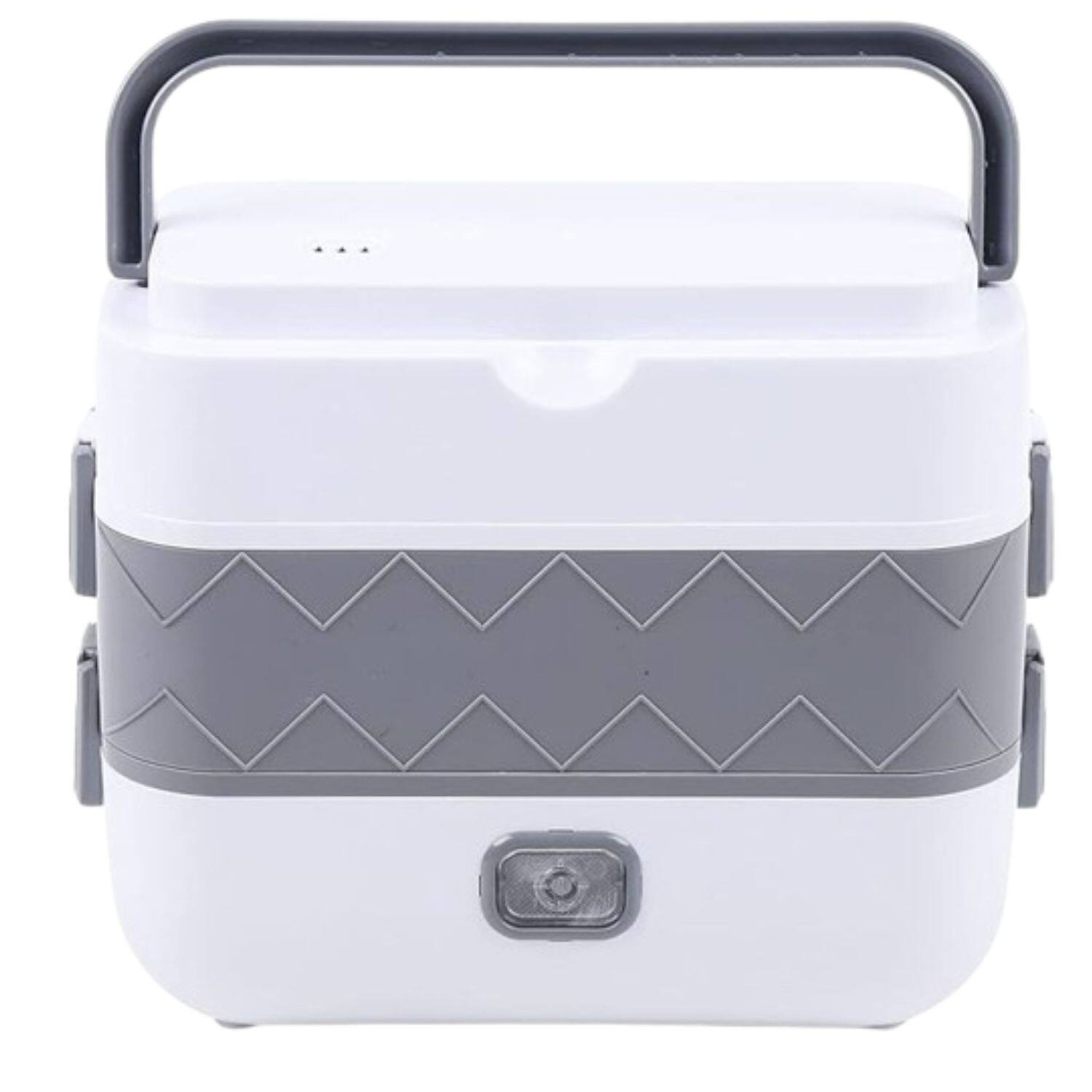 Front. Stock Preferred - Portable 2-Layer Electric Lunch Box with Stainless Steel Steamer & Rice Cooker - White with Stainless Steel Containers.