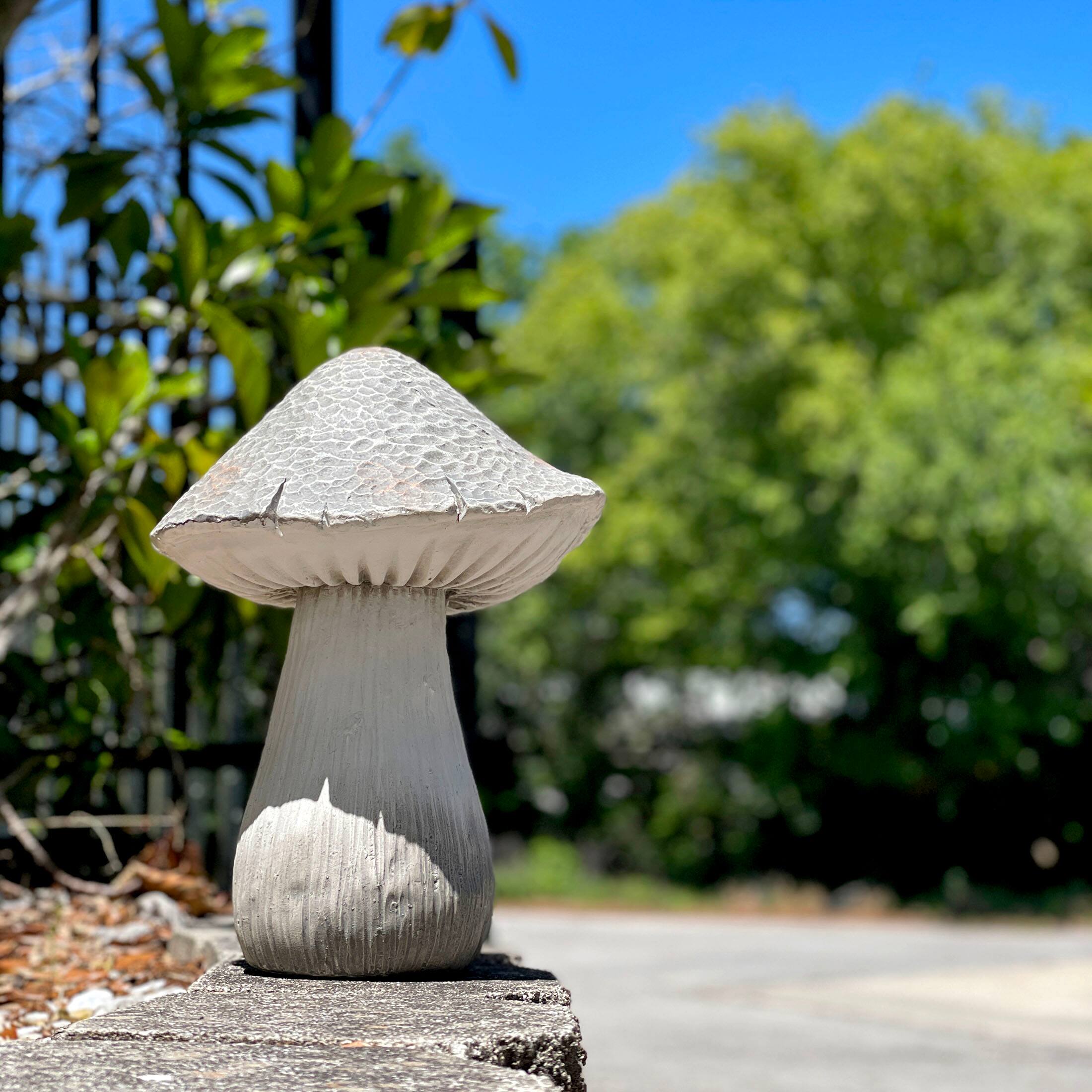 Alt View 3. Zeckos - Mushroom Statue 14" Tall, Magnesium Oxide Indoor Outdoor Garden Decor - Off-White.