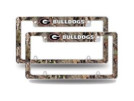 Rico Industries - Georgia Bulldogs Chrome Metal (Set of 2) License Plate Frames with Bold Mossy Oak Camouflaged Camo Design - Multi