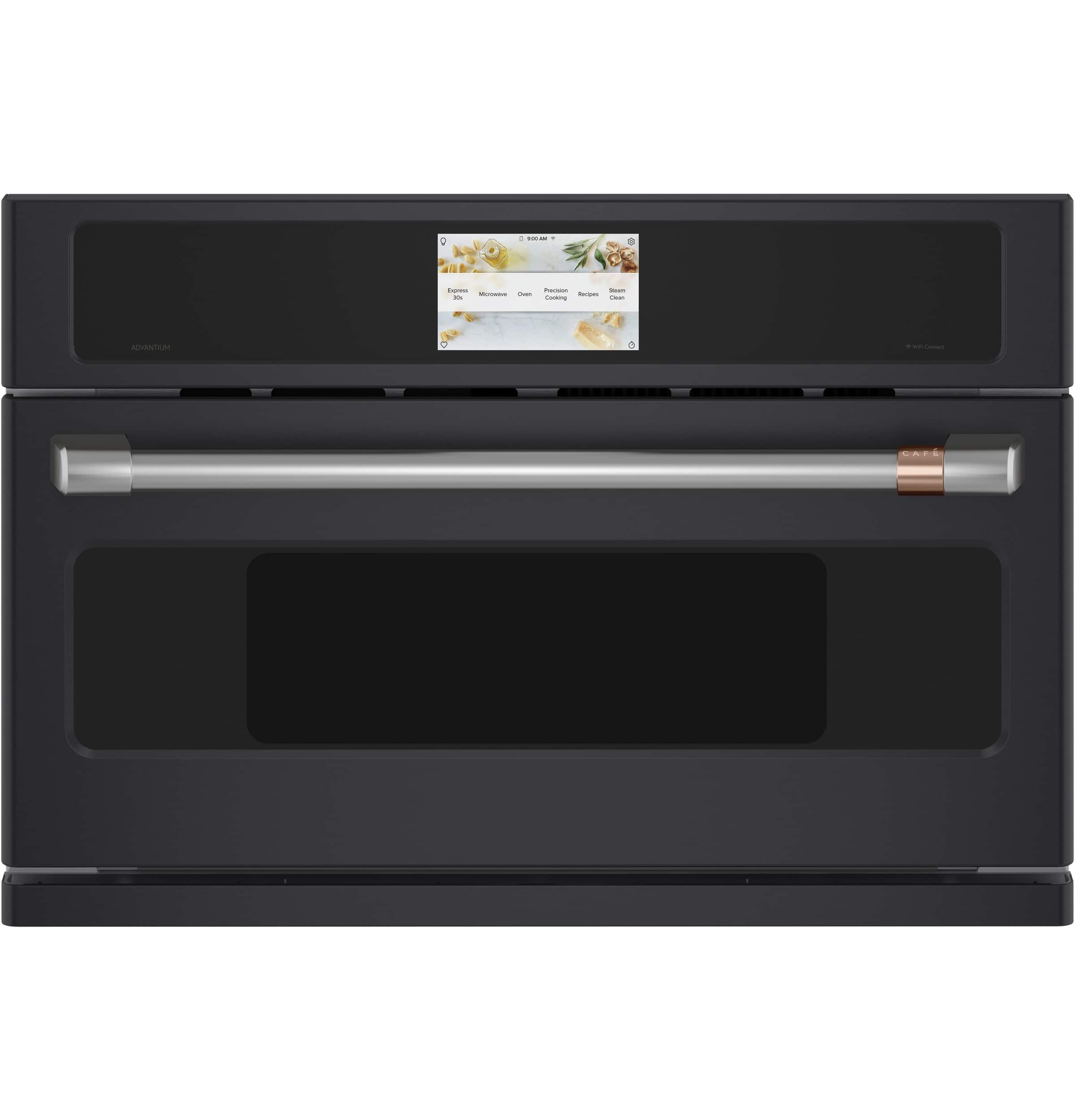 Front. Café - 1.7 Cu. Ft. Convection Built-In Microwave with 120V Five in One Advantium Technology - Matte Black.