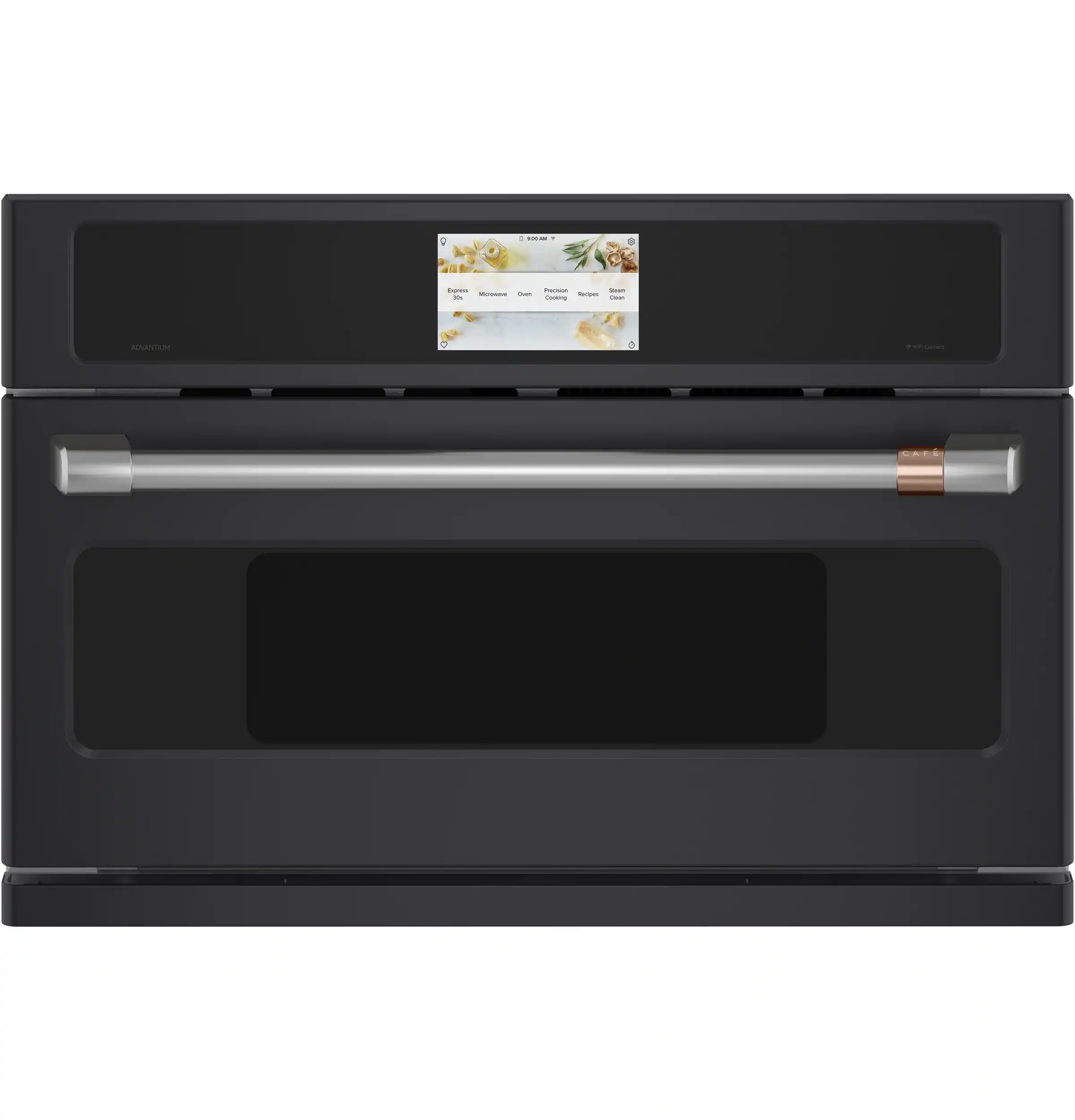 Front. Café - 1.7 Cu. Ft. Convection Built-In Microwave with 120V Five in One Advantium Technology - Matte Black.