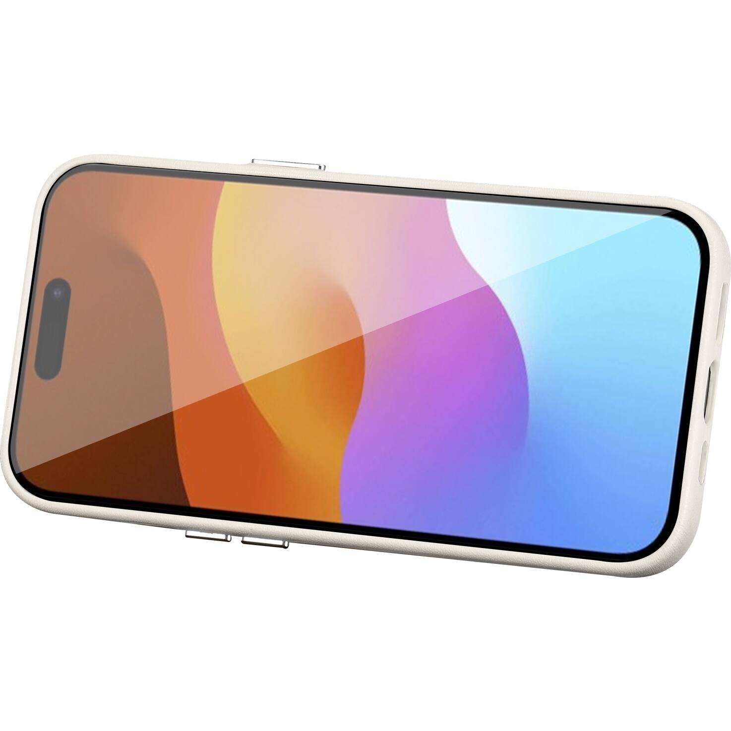 Alt View 13. SaharaCase - FingerGrip Series Genuine Leather Case with Magsafe for Apple iPhone 15 Pro - White.