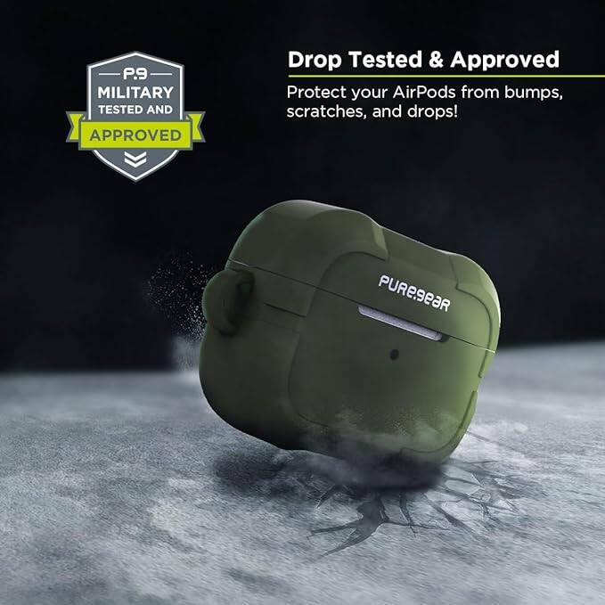P.9 MILITARY TESTED AND APPROVED

Drop Tested & Approved  
Protect your AirPods from bumps, scratches, and drops!