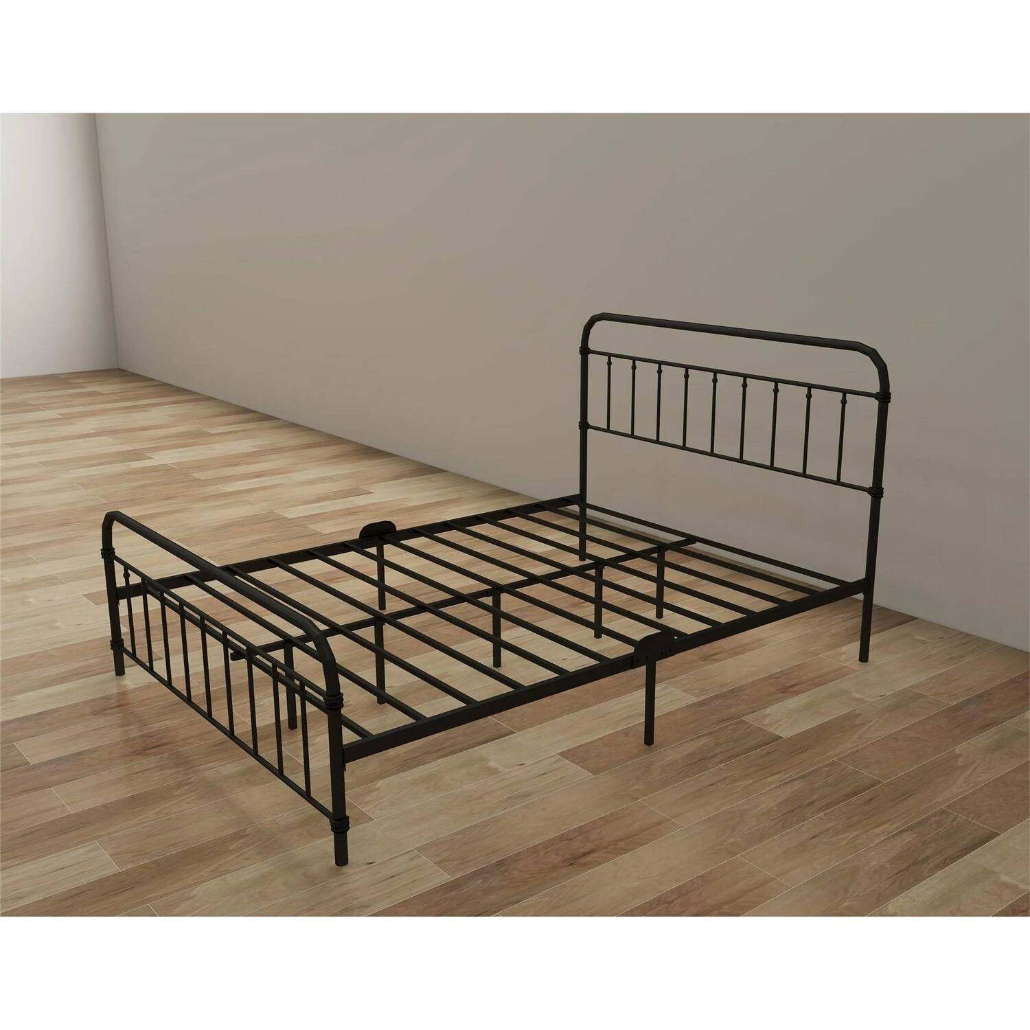 Left. Hivvago - Hivvago Queen Classic Farmhouse Metal Bed Frame with Rounded Headboard Footboard - Black.