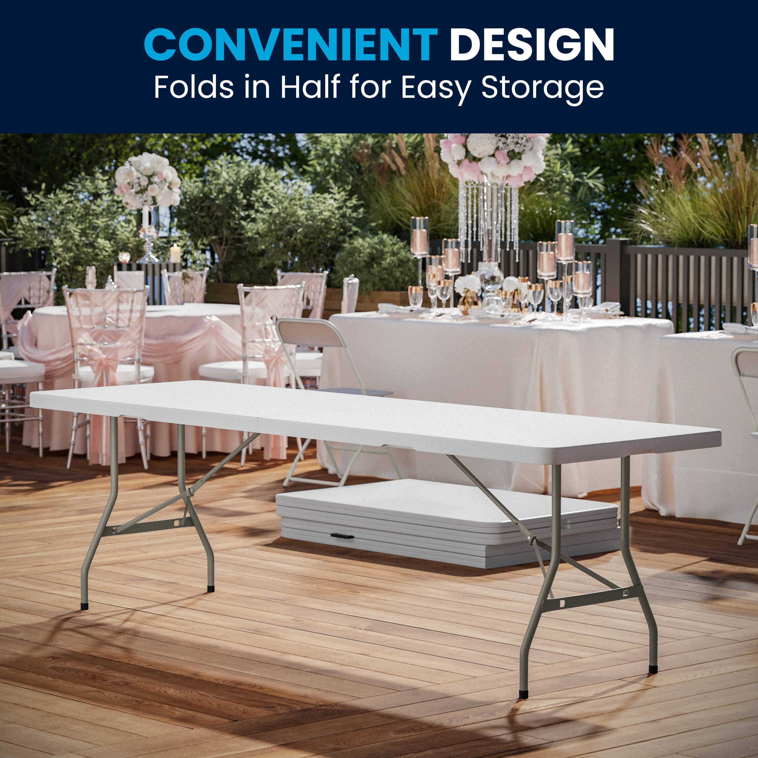 CONVENIENT DESIGN  
Folds in Half for Easy Storage